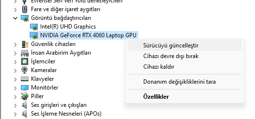 Ekran karti guncellestirme