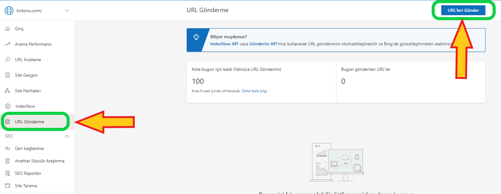 Bing webmaster manuel url ekleme