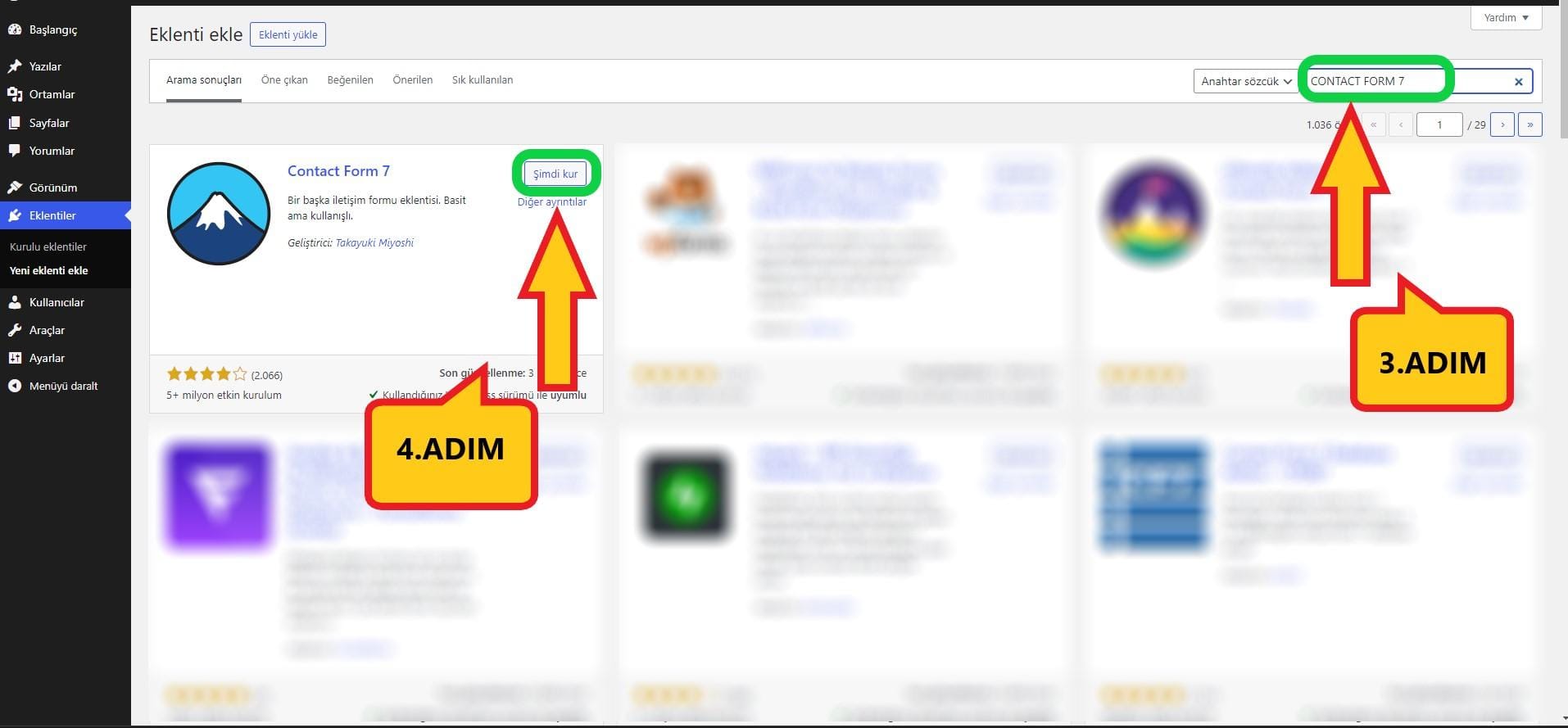 Contact form 7 yükleme
