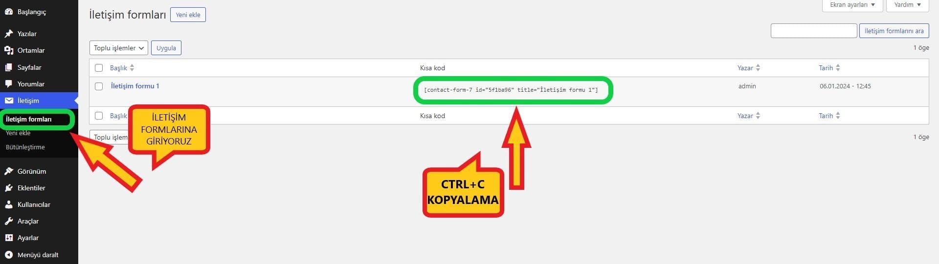 İletişim formunu web sayfama ekleme
