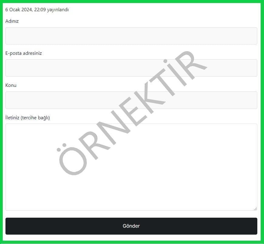 Örnek İletişim Sayfası