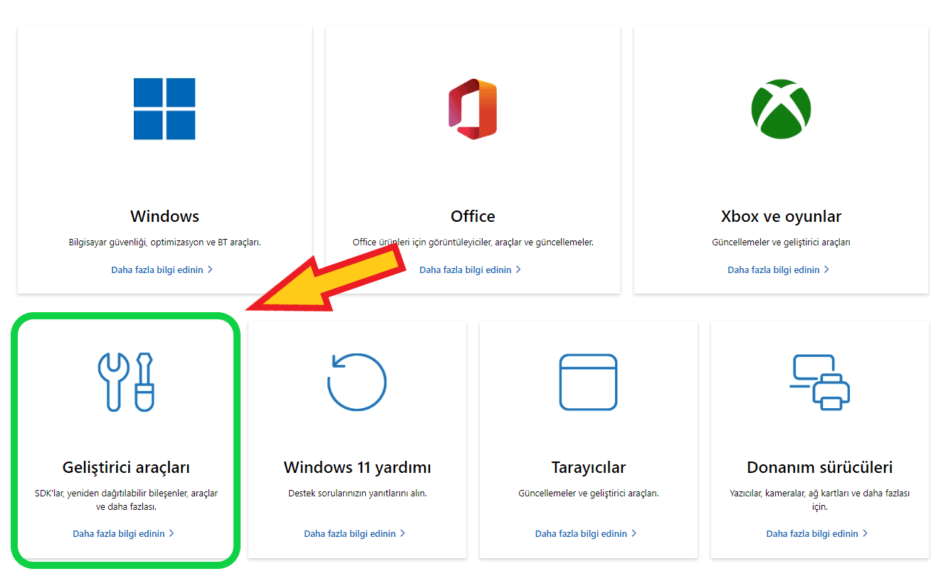 Windows geliştirici araçları