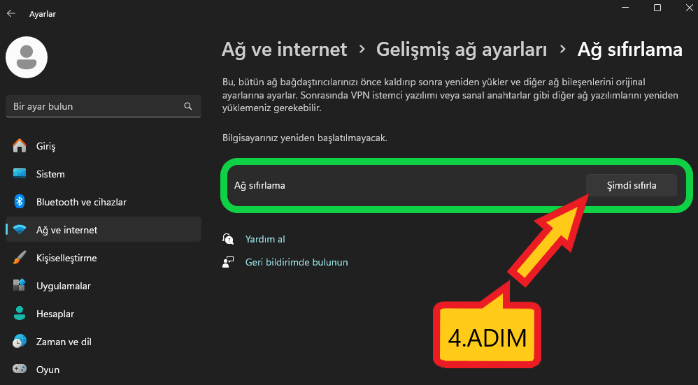 Windows Ağ Ayarlarını Sıfırlama (Resimli Anlatım) 4 Ağ ayarı sıfırlama