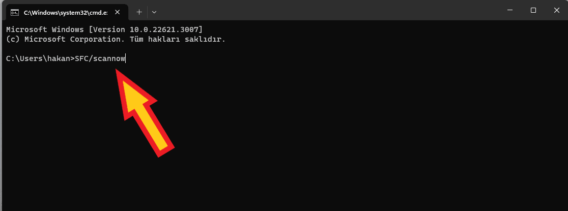 cmd SFC scannow komutu