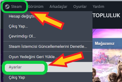 Steam ayarlar açma