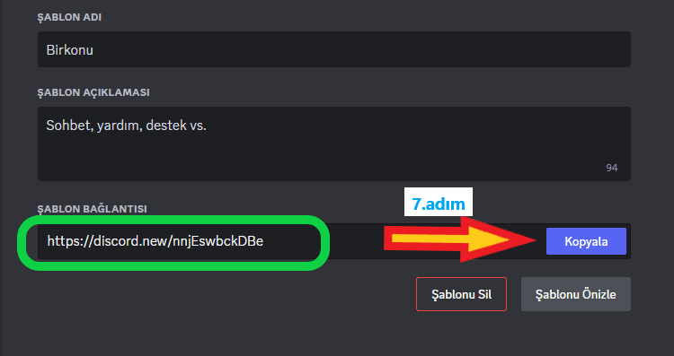 discord sunucu şablonu paylaşma