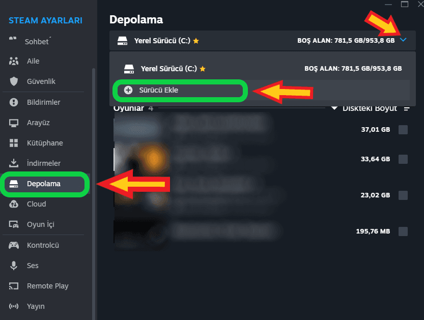 steam kurulum yerini değiştirme