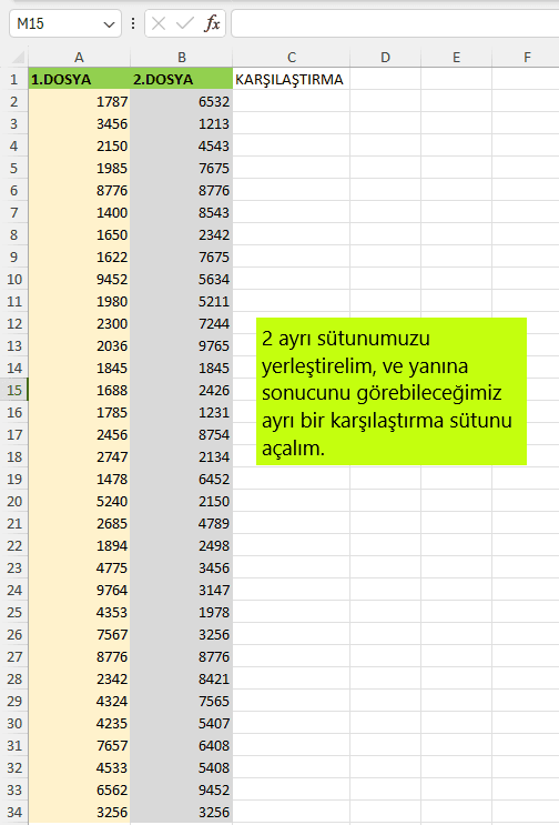 Aynı satırları karşılaştırma