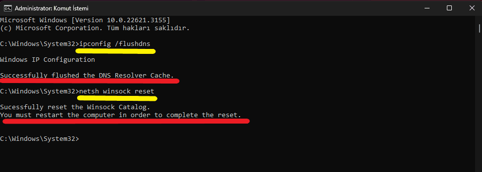 CMD ağ komutu
