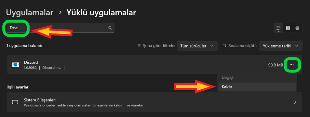 Discord kaldırma