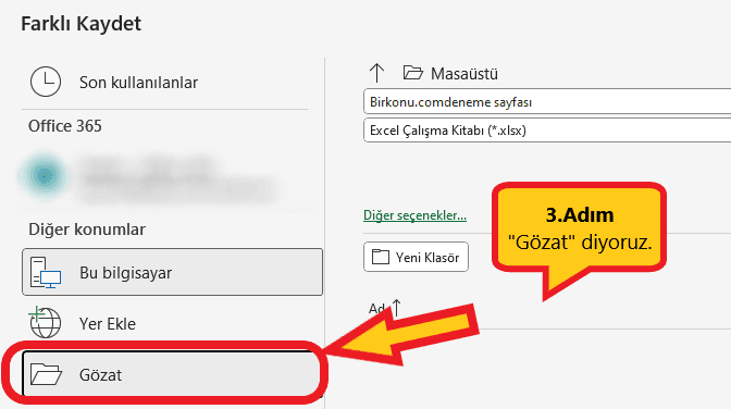 Excel dosyası gözat