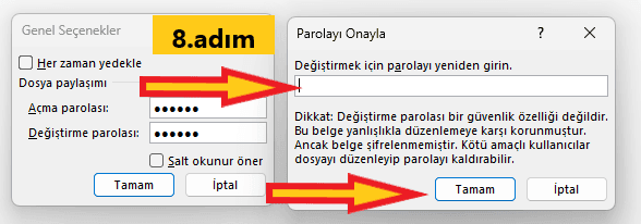 Excel şifre koyma