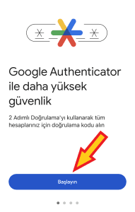 Google Authenticator uygulaması giriş