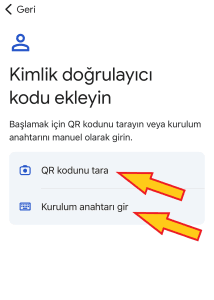 Authenticator kimlik doğrulayıcı kodu ekleme