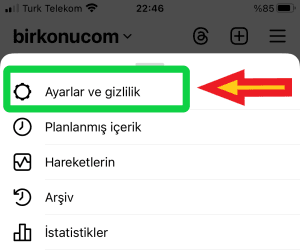 İnstagram ayar ve gizlilik