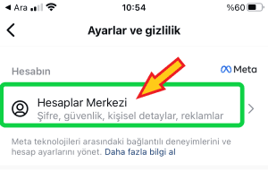 İnstagram hesaplar merkezine giriş