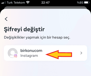 İnstagram şifre değiştirme
