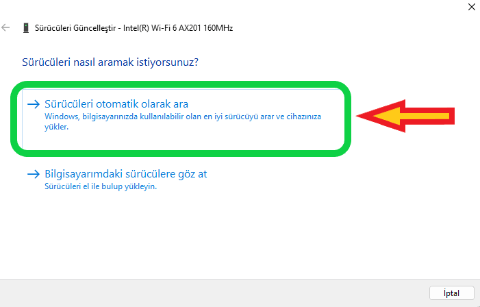 ağ driveri güncelleme