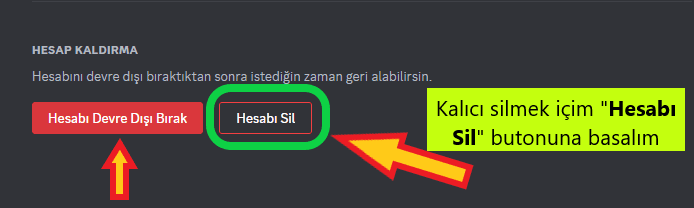 discord kalıcı hesap silme