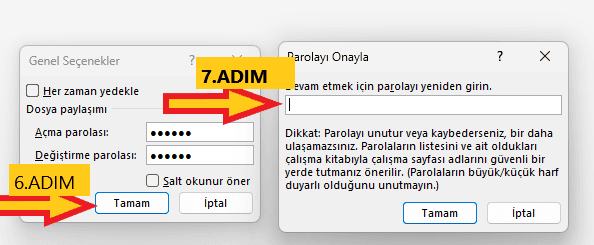 excel dosyasına şifre koymak