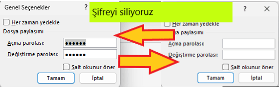excel şifre kaldırma