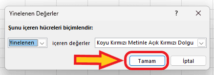 excelde karşılaştırma yapma