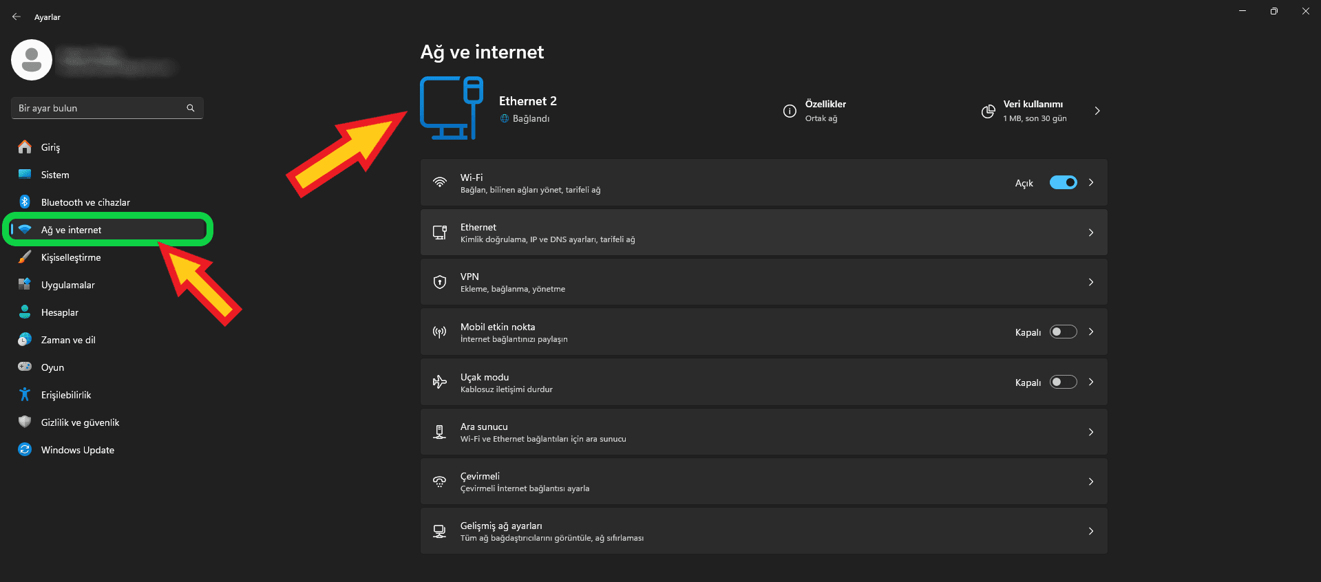 Windows 11 Ağ ve İnternet