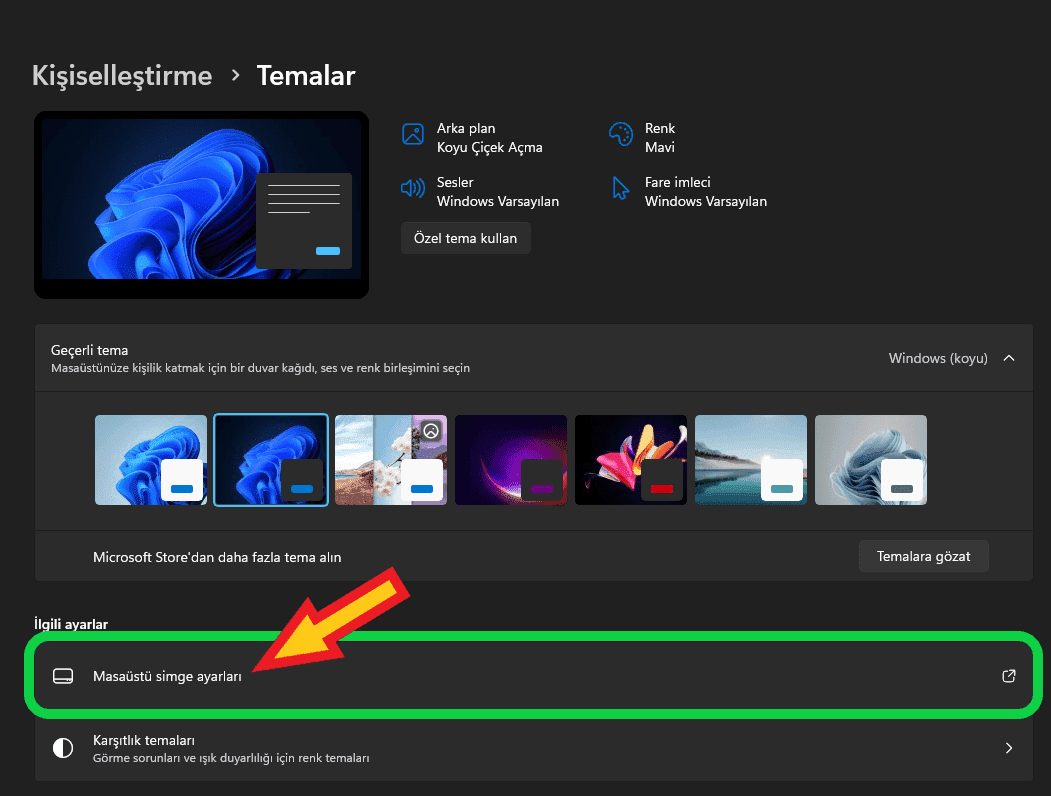 Windows 11 masaüstüne bilgisayarım kısayolu ekleme