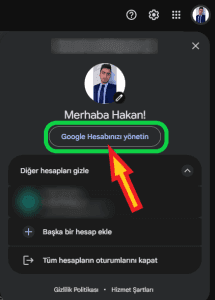 gmail google hesabınızı yönetin