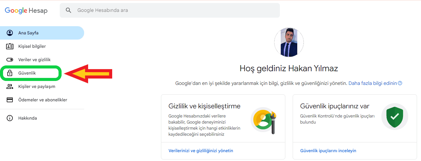 gmail güvenlilk şifre