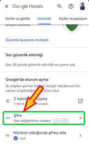 gmail telefondan şifre değiştirme