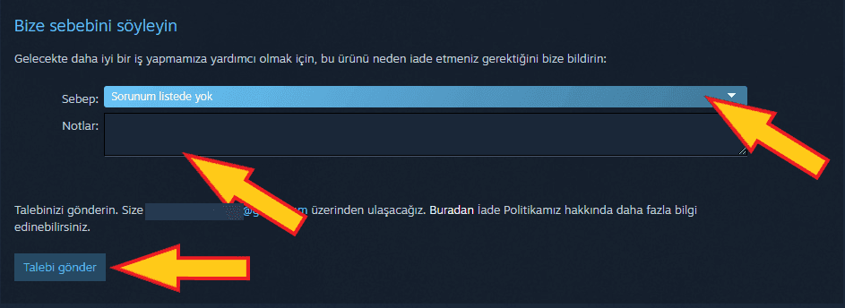 steam iade talebi nedeni ne olmalı