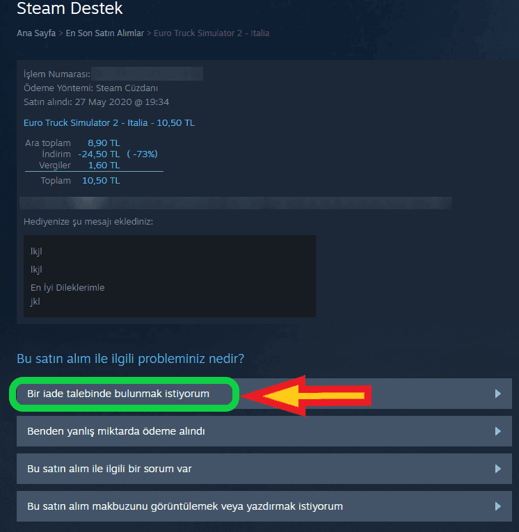 steam iade talebi oluşturma nasıl yapılır
