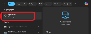 ağ bağlantısını sıfırlama windows 11