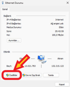 ethernet özellikler
