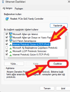 ethernet özellikleri