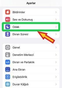 iPhone ayarlar odak seçeneği
