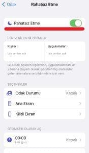iPhone rahatsız etme modu açma