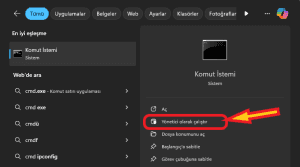 komut istemini yönetici olarak çalıştırma