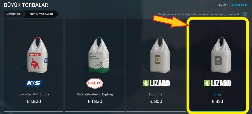Farming simulator 22 kireç torbası (FS22)