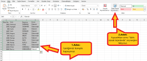 tablo olarak biçimlendir seçeneği excel