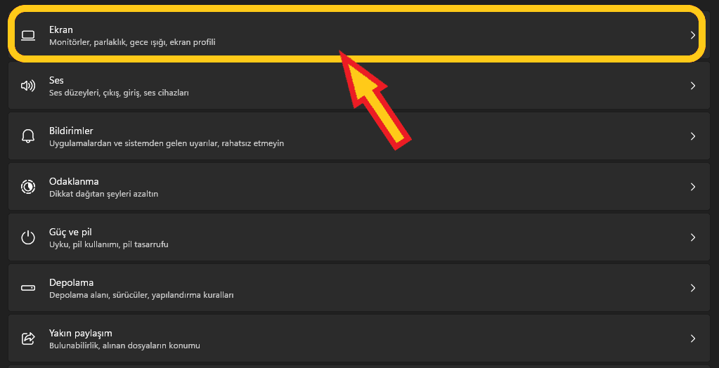 windows 11 ekran ayarları