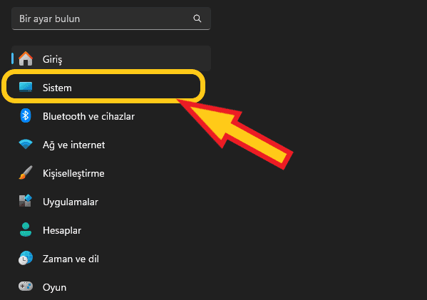 windows sistem ayarları