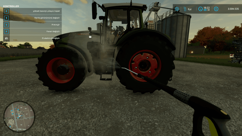 Farming simulator 22 araç yıkama aleti kullanma
