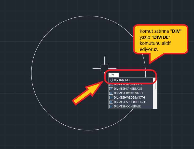 autocad dıv komutu