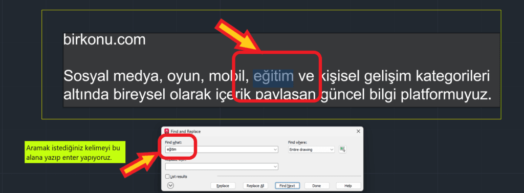 autocad find komutu çalıştırma