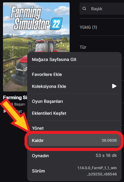 epic games oyun kaldırma
