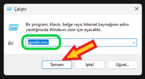gpedit.msc çalıştırma