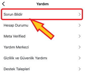 instagram sorun bildir