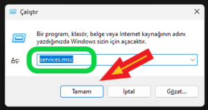 services.msc çalıştırma